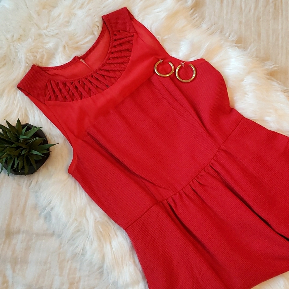 Maeve | Lattice Neck Dress | Size 2 |  Red | Used